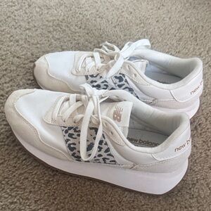 New Balance White Sneakers with Animal Print
